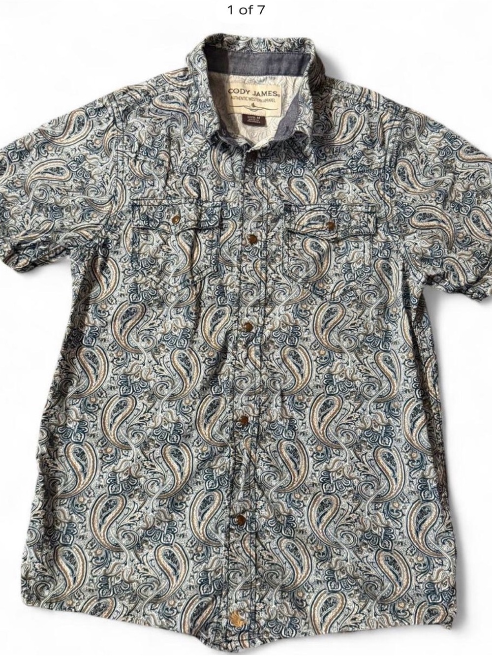 Cody James Kids M (8-10) Short Sleeve Paisley Pearlsnap Weastern Outdoor Shirt